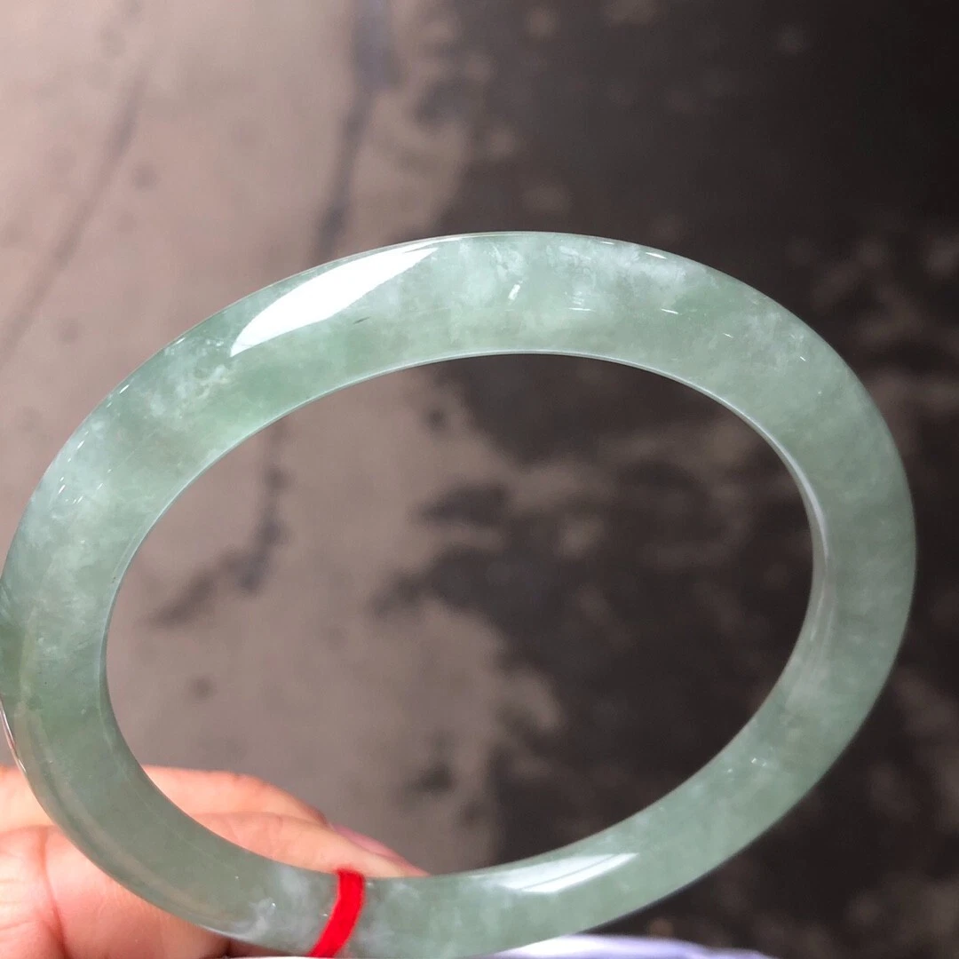 Certified Natural Ice Myanmar Green Jade jadeite bracelet bangle 58mm (image for) Certified Natural Ice Myanmar Green Jade jadeite bracelet bangle 58mm